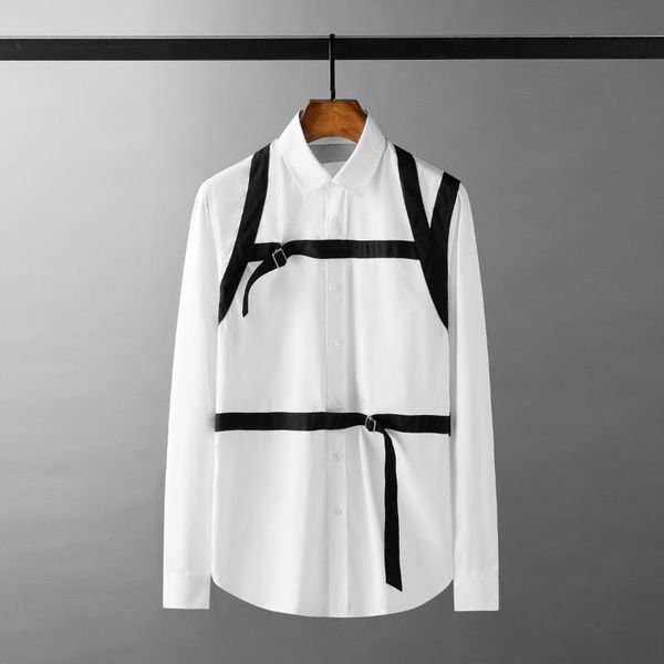 men's casual shirts xs-6xl 2021 clothing catwalk personality ribbon design loose shirt plus size costumes, White;black
men's casual shirts xs-6xl 2021 clothing catwalk personality ribbon design loose shirt plus size costumes, White;black