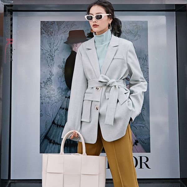 temperament women's autumn blazers with belt bandage waist loose causal long sleeve suit coat pockets yk068 210507, White;black
temperament women's autumn blazers with belt bandage waist loose causal long sleeve suit coat pockets yk068 210507, White;black