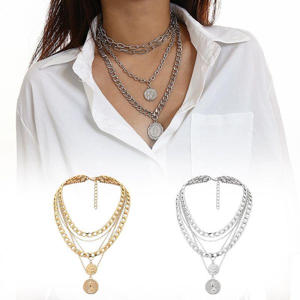 chains 2021 lucky punk style coin medal choker necklace multi-layer pendent jewelry gift for men and women neutral accessorie, Silver
chains 2021 lucky punk style coin medal choker necklace multi-layer pendent jewelry gift for men and women neutral accessorie, Silver