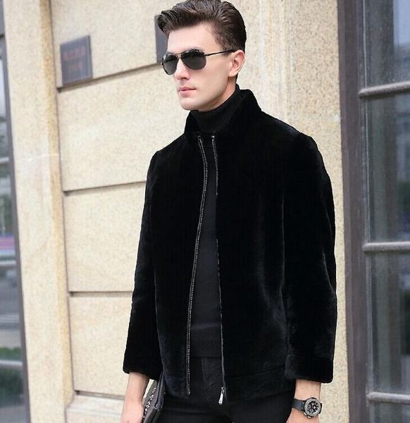 men's fur & faux winter thicken thermal leather jacket men casual slim wadded mens sheepskin coats stand collar outerwear, Black
men's fur & faux winter thicken thermal leather jacket men casual slim wadded mens sheepskin coats stand collar outerwear, Black