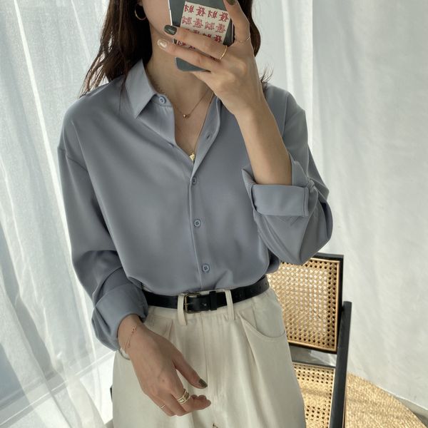 women's blouses & shirts 2021 autumn women fashion long sleeves satin blouse vintage femme lapel casual loose street elegant imitation, White
women's blouses & shirts 2021 autumn women fashion long sleeves satin blouse vintage femme lapel casual loose street elegant imitation, White