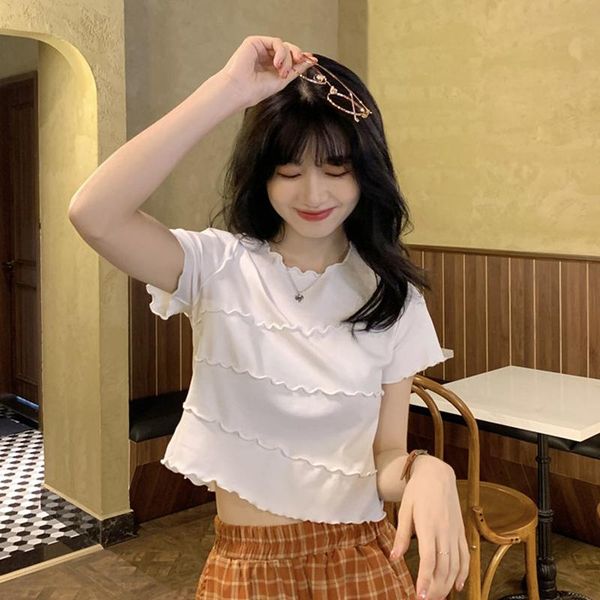 women's t-shirt summer o-neck white crop slim clothing sweet style tees female fashion brand korean clothes ladies t shirts solid
women's t-shirt summer o-neck white crop slim clothing sweet style tees female fashion brand korean clothes ladies t shirts solid