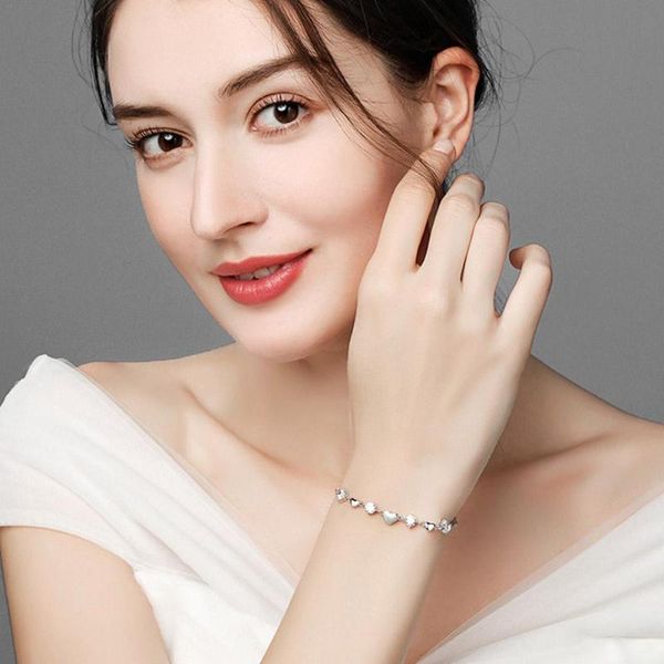 link, chain silver color fashion bracelet love heart zirconia linked charm bangle for women gift cuff jewelry girlfriend u3v1, Black
link, chain silver color fashion bracelet love heart zirconia linked charm bangle for women gift cuff jewelry girlfriend u3v1, Black