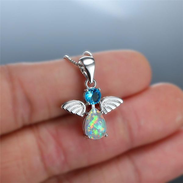 pendant necklaces female round zircon white opal wedding necklace simple angel wing dainty silver color chain for women
pendant necklaces female round zircon white opal wedding necklace simple angel wing dainty silver color chain for women