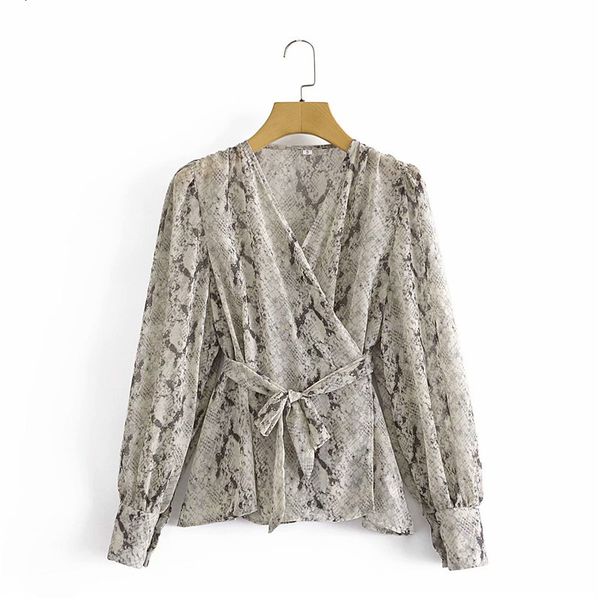 women's polos spring vintage women snake print v-neck blouse chic lady fashion animal long sleeve loose with belt cjm5, White
women's polos spring vintage women snake print v-neck blouse chic lady fashion animal long sleeve loose with belt cjm5, White
