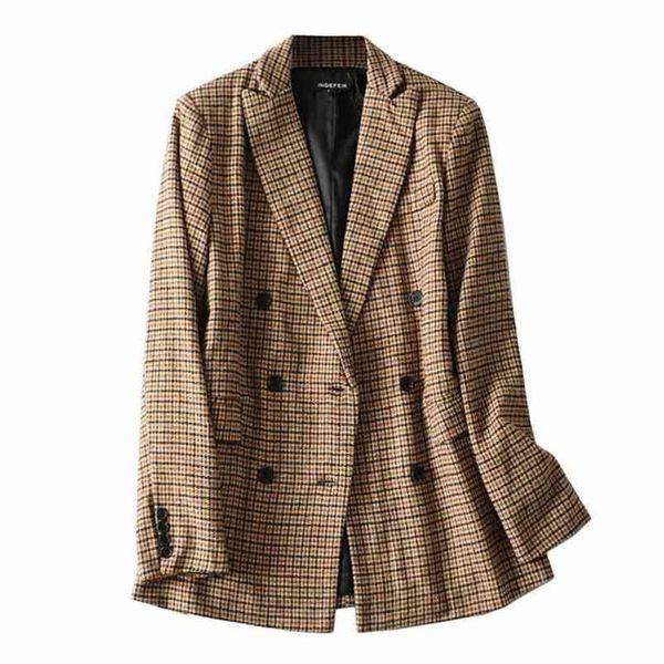 vintage women plaid brwon blazer jacket fashion ladies double breasted suits casual female streetwear chic girl 210527, White;black
vintage women plaid brwon blazer jacket fashion ladies double breasted suits casual female streetwear chic girl 210527, White;black