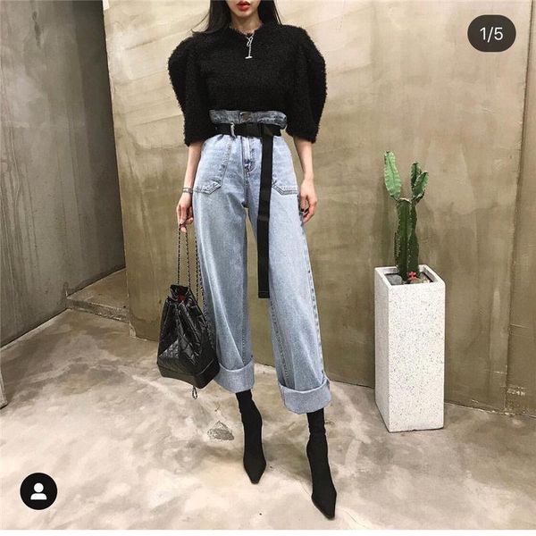 fashion loose high waist fresh stylish all-match streetwear jeans straight pockets women office lady denim trousers women's, Blue
fashion loose high waist fresh stylish all-match streetwear jeans straight pockets women office lady denim trousers women's, Blue