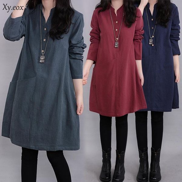 casual dresses cotton linen women's long sleeve dress ladies solid loose party, Black;gray
casual dresses cotton linen women's long sleeve dress ladies solid loose party, Black;gray