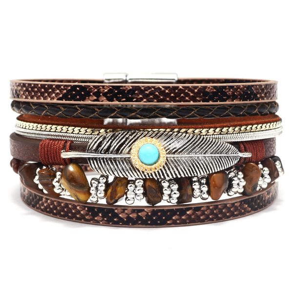 women's feather trend korean style crushed stone multi-layer leather bracelet, Golden;silver
women's feather trend korean style crushed stone multi-layer leather bracelet, Golden;silver