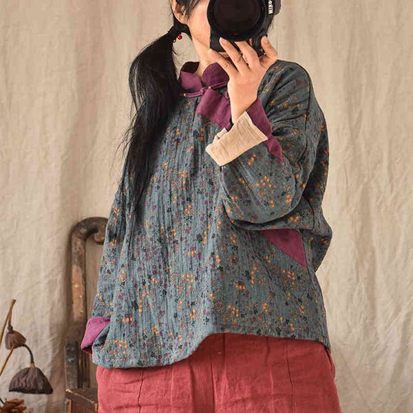 johnature women cotton linen shirts and print floral vintage spring stand blouses button loose female shirts 210521, White
johnature women cotton linen shirts and print floral vintage spring stand blouses button loose female shirts 210521, White