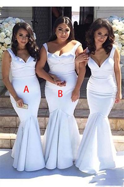2021 white mermaid long bridesmaid dresses spaghetti straps pleats floor length maid of honor wedding guest party gowns, White;pink
2021 white mermaid long bridesmaid dresses spaghetti straps pleats floor length maid of honor wedding guest party gowns, White;pink
