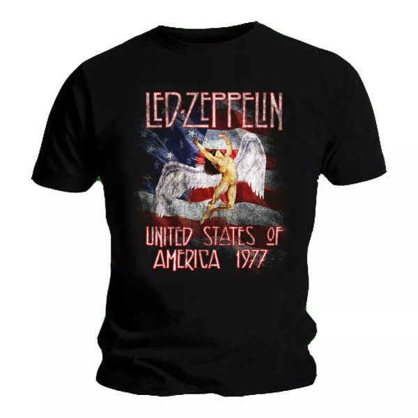 official led zeppelin t shirt stars & stripes usa 1977 black classic rock metal, White;black
official led zeppelin t shirt stars & stripes usa 1977 black classic rock metal, White;black