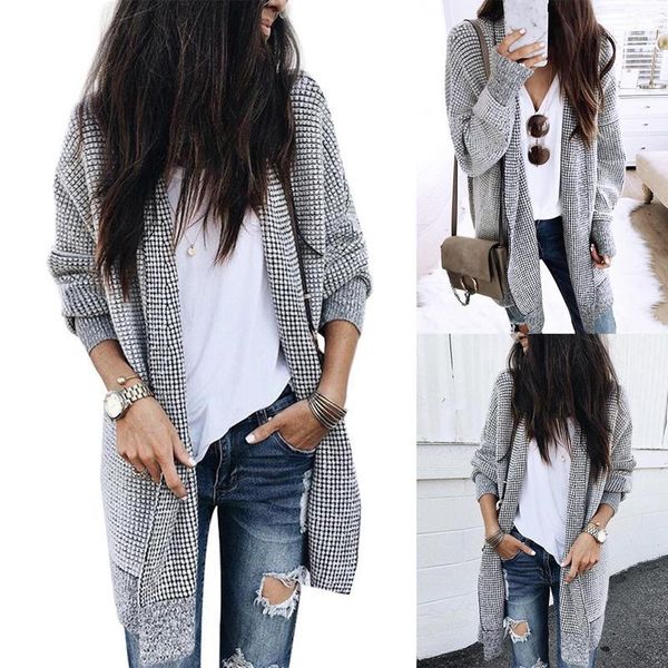 women's wool & blends kili fashion casual plaid woolen long sleeve cardigan jacket gray, Black 
women's wool & blends kili fashion casual plaid woolen long sleeve cardigan jacket gray, Black