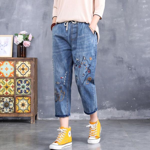 women's jeans boyfriend for women mom harem pants vintage embroidery casual loose denim plus size mujer jean femme, Blue
women's jeans boyfriend for women mom harem pants vintage embroidery casual loose denim plus size mujer jean femme, Blue