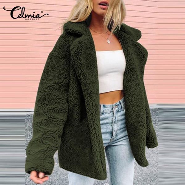 sweaters celmia women winter plush coat fashion long sleeve lapel teddy jackets casual solid buttons coats loose warm street outerwears, White;black
sweaters celmia women winter plush coat fashion long sleeve lapel teddy jackets casual solid buttons coats loose warm street outerwears, White;black