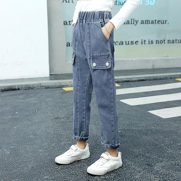 jeans ins girls 4-13 years old cotton washed pencil pants kids korean long children's clothing pocket cover, Blue
jeans ins girls 4-13 years old cotton washed pencil pants kids korean long children's clothing pocket cover, Blue