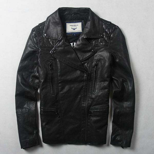 men's leather & faux avirexmen fashion slim fit genuine with letter black goat skin oblique zipper biker jacket men coat
men's leather & faux avirexmen fashion slim fit genuine with letter black goat skin oblique zipper biker jacket men coat