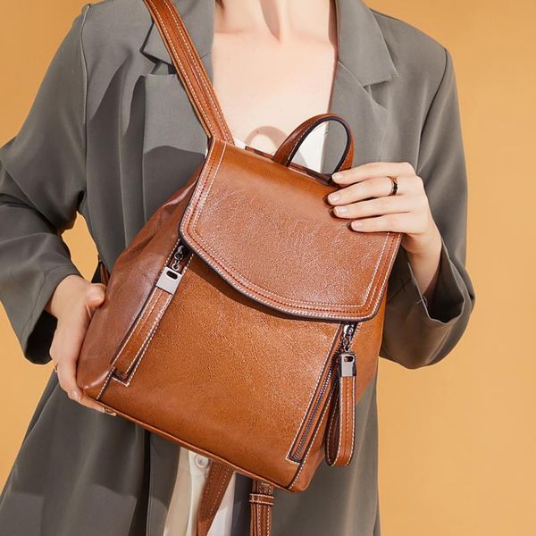 outdoor bags retro fashion lady's backpack oil-wax cowhide shoulder bag causal women travel big capacity female
outdoor bags retro fashion lady's backpack oil-wax cowhide shoulder bag causal women travel big capacity female