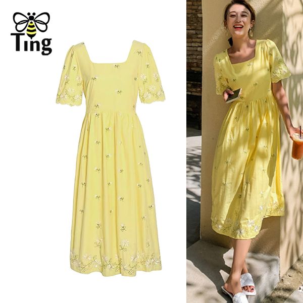 summer fashion chic vintage elegant embroidery yellow color a line dress women square neckline street casual vestidos za 210513, Black;gray
summer fashion chic vintage elegant embroidery yellow color a line dress women square neckline street casual vestidos za 210513, Black;gray