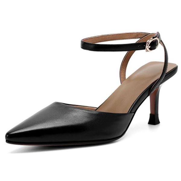 sandals classic brand elegant pointed toe genuine leather 100% natural skin summer shoes women thin high heels, Black
sandals classic brand elegant pointed toe genuine leather 100% natural skin summer shoes women thin high heels, Black