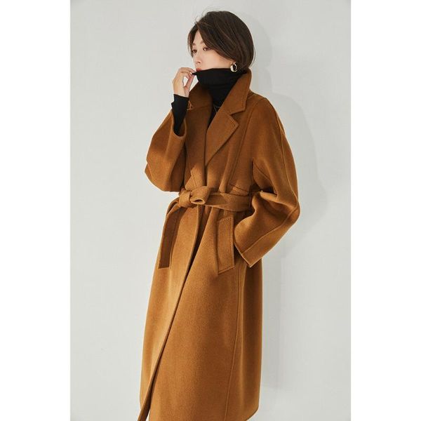 women's wool & blends winter long cashmere coat female camel 2021 autumn beige lace-up warm caramel color h-shaped classic 112119, Black
women's wool & blends winter long cashmere coat female camel 2021 autumn beige lace-up warm caramel color h-shaped classic 112119, Black