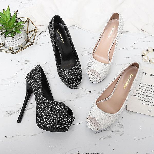 dress shoes 2021 women fish mouth platform pumps ultra high heels 14cm peep toe shallow ladies single female banquet, Black 
dress shoes 2021 women fish mouth platform pumps ultra high heels 14cm peep toe shallow ladies single female banquet, Black