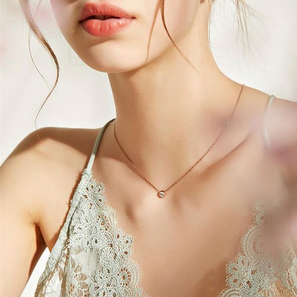 simplicity long rose gold necklace stainless steel chain jewelry round cubic zircon pendant rhinstone crystal for women necklaces, Silver
simplicity long rose gold necklace stainless steel chain jewelry round cubic zircon pendant rhinstone crystal for women necklaces, Silver