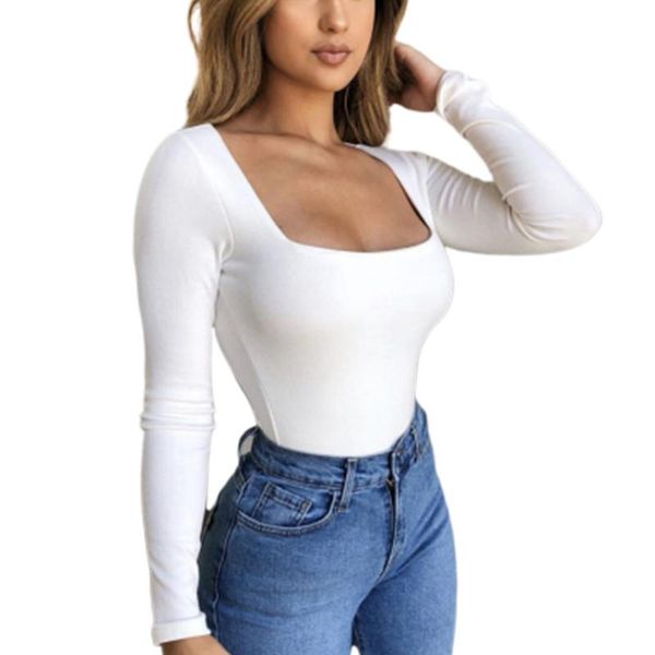 collar square neck stretch solid color elastic t shirt bodycon bottoming for women slip slim tight fitting women's t-shirt, White
collar square neck stretch solid color elastic t shirt bodycon bottoming for women slip slim tight fitting women's t-shirt, White