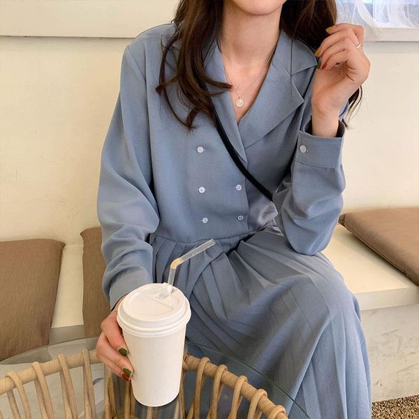 colors autumn dress 2021 preppy style long sleeve pleated spring notched collar solid color womens (x1032) casual dresses, Black;gray
colors autumn dress 2021 preppy style long sleeve pleated spring notched collar solid color womens (x1032) casual dresses, Black;gray