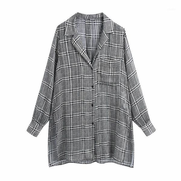 women's blouses & shirts 2021 spring women shirt hound-tooth check plaid button long sleeve v-neck oversize female fashion casual cloth, White
women's blouses & shirts 2021 spring women shirt hound-tooth check plaid button long sleeve v-neck oversize female fashion casual cloth, White