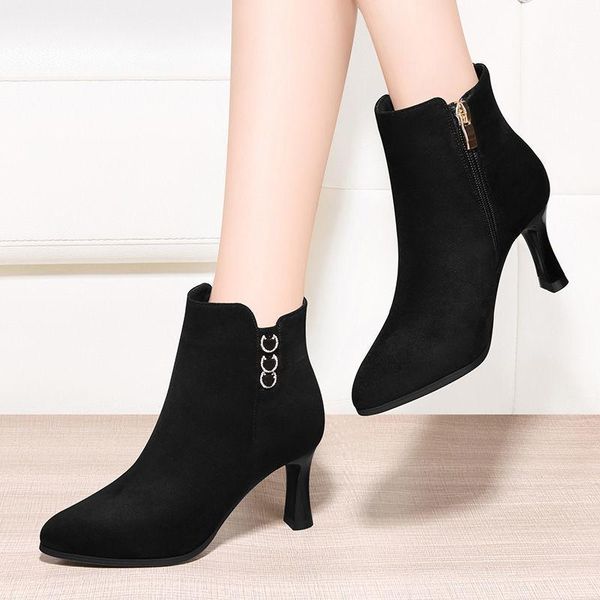 dress shoes frosted stiletto boots 021 autumn and winter comfortable short high heels korean side zipper joker women's tide, Black
dress shoes frosted stiletto boots 021 autumn and winter comfortable short high heels korean side zipper joker women's tide, Black