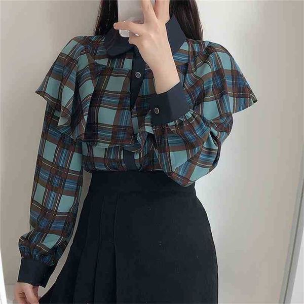 all match plaid gentle chic office lady sweet girls geometric ruffles elegance blouses shirts 210525, White
all match plaid gentle chic office lady sweet girls geometric ruffles elegance blouses shirts 210525, White