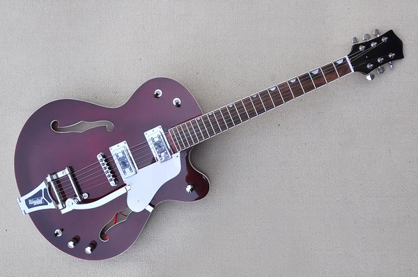 factory custom semi-hollow wine red electric guitar with thin body,rosewood fretboard,chrome hardware,can be customized
factory custom semi-hollow wine red electric guitar with thin body,rosewood fretboard,chrome hardware,can be customized