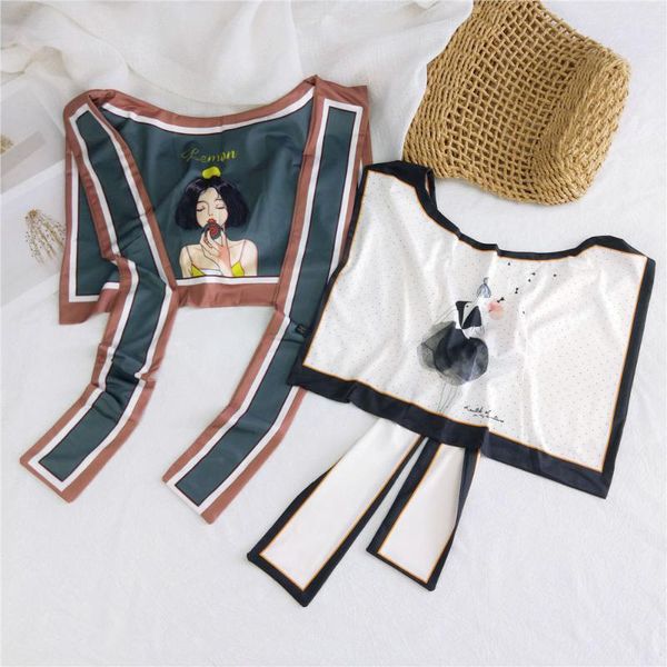 character cartoon silk shawl women's spring and summer korean sun protection shoulder tie scarf versatile decoration scarves, Blue;gray
character cartoon silk shawl women's spring and summer korean sun protection shoulder tie scarf versatile decoration scarves, Blue;gray