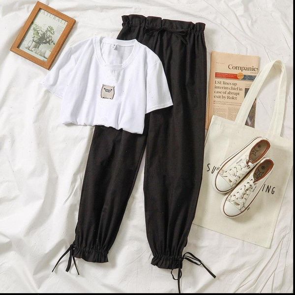 2 two piece set women tracksuits cartoon o neck and long pants casual summer short sleeve tracksuit, Gray
2 two piece set women tracksuits cartoon o neck and long pants casual summer short sleeve tracksuit, Gray