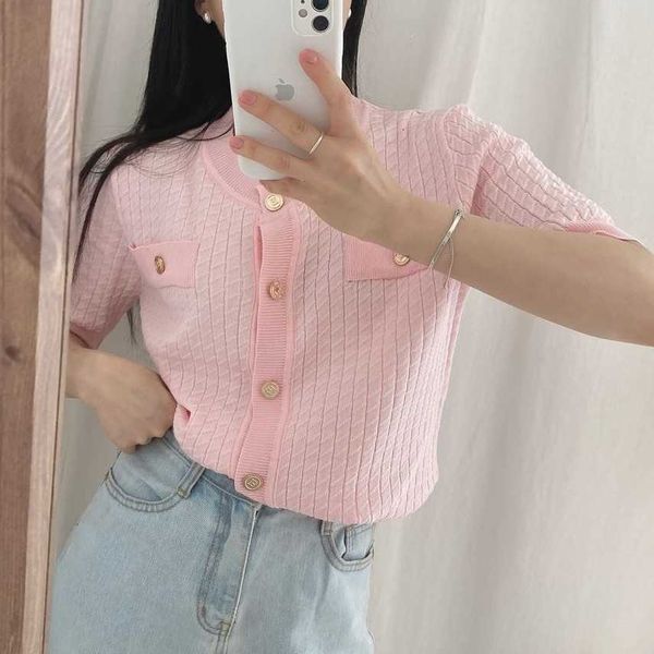 women's t-shirt sweet pink summer t-shirts women o-neck single breasted knitted shirts loose short sleeve korean cardigans ou, White
women's t-shirt sweet pink summer t-shirts women o-neck single breasted knitted shirts loose short sleeve korean cardigans ou, White