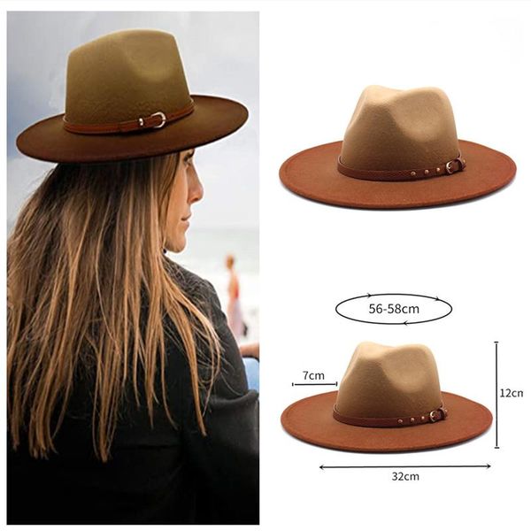 wide brim hats two-color gradient wool vintage felt fedora hat gentleman elegant rose for lady winter autumn caps 58cm jazz, Blue;gray
wide brim hats two-color gradient wool vintage felt fedora hat gentleman elegant rose for lady winter autumn caps 58cm jazz, Blue;gray