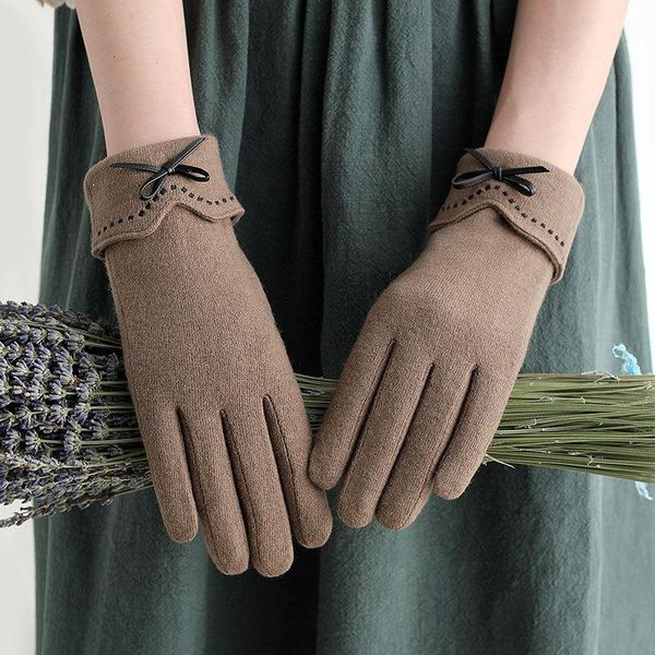 five fingers gloves women winter keep warm touch screen female wool cashmere thicken plus velvet inside elegant style bow, Blue;gray
five fingers gloves women winter keep warm touch screen female wool cashmere thicken plus velvet inside elegant style bow, Blue;gray