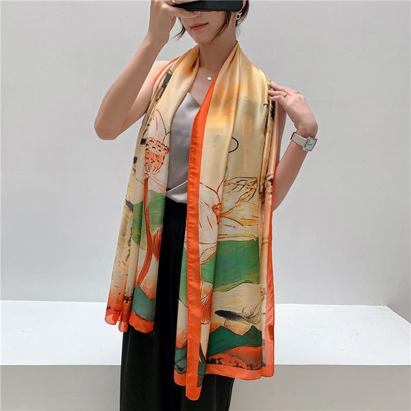 scarves chinese style imitation silk scarf lotus dragonfly poetic pattern mother gift long big shawl female, Blue;gray
scarves chinese style imitation silk scarf lotus dragonfly poetic pattern mother gift long big shawl female, Blue;gray