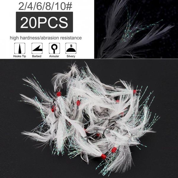 fishing hooks 20pcs/lot feather treble 2# 4# 6# 8# 10# tied round bend barbed triple with white
fishing hooks 20pcs/lot feather treble 2# 4# 6# 8# 10# tied round bend barbed triple with white