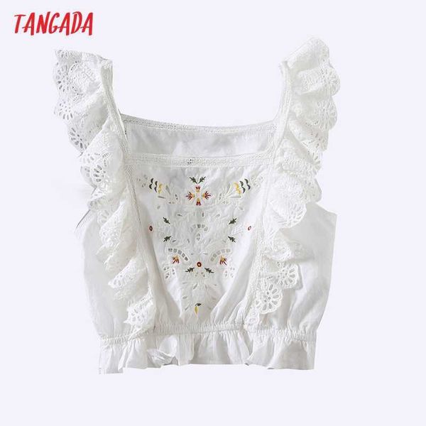 tangada women retro embroidery cotton blouse shirt ruffles sleeveless chic female crop shirt 6h85 210609, White
tangada women retro embroidery cotton blouse shirt ruffles sleeveless chic female crop shirt 6h85 210609, White