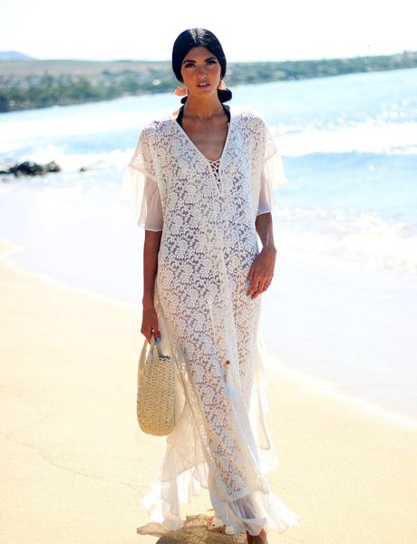 women's swimwear patchwork chiffon lace long bohemian white pareos v neck robe hollow out slim vestidos femme vkol, White;black
women's swimwear patchwork chiffon lace long bohemian white pareos v neck robe hollow out slim vestidos femme vkol, White;black
