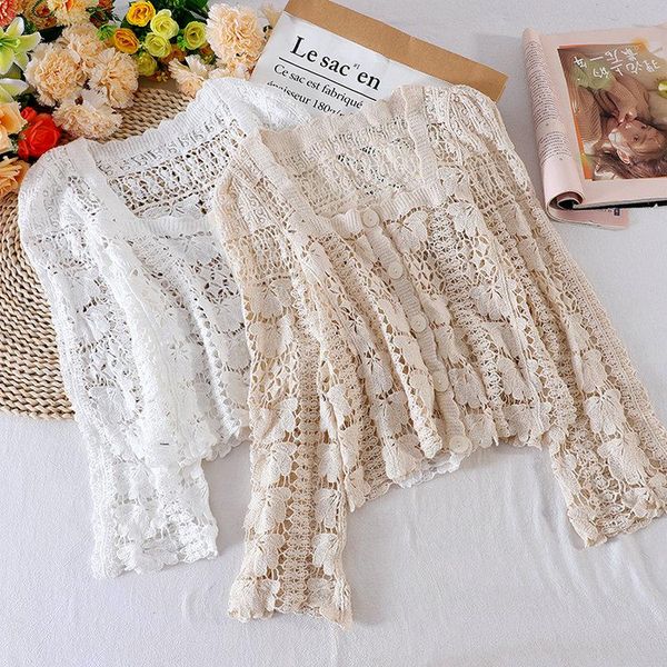 autumn female square collar single botton hollow out lace fairy shirt women chic sunscreen blouses bottom shirts women's &, White
autumn female square collar single botton hollow out lace fairy shirt women chic sunscreen blouses bottom shirts women's &, White