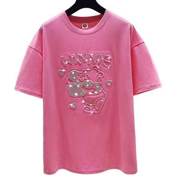 women's t-shirt zuolunouba summer fashion women t shirt drilling letter love heart bear pure cotton sky blue short sleeves female, White
women's t-shirt zuolunouba summer fashion women t shirt drilling letter love heart bear pure cotton sky blue short sleeves female, White