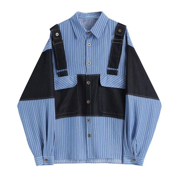 women's blouses & shirts superaen patchwork striped for men and women 2021 spring all match fake two-piece design jacket, White
women's blouses & shirts superaen patchwork striped for men and women 2021 spring all match fake two-piece design jacket, White