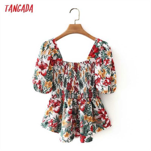 tangada women retro print square collar summer shirt short sleeve chic female slim shirt 4t30 210609, White
tangada women retro print square collar summer shirt short sleeve chic female slim shirt 4t30 210609, White