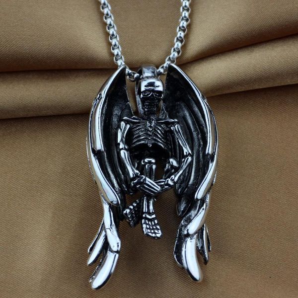 pendant necklaces punk devil angel necklace gothic retro skeleton skull wing men's cool jewelry accessories fashion gifts, Silver
pendant necklaces punk devil angel necklace gothic retro skeleton skull wing men's cool jewelry accessories fashion gifts, Silver