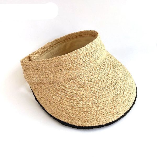 ladies summer handmade woven raffia straw sun visor hat empty wide brim uv protection adjustable foldable beach cap, Blue;gray
ladies summer handmade woven raffia straw sun visor hat empty wide brim uv protection adjustable foldable beach cap, Blue;gray