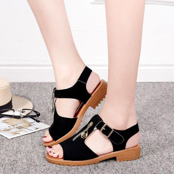 sandals shoes women slippers women's summer heel zipper flat sandales femmes, Black
sandals shoes women slippers women's summer heel zipper flat sandales femmes, Black