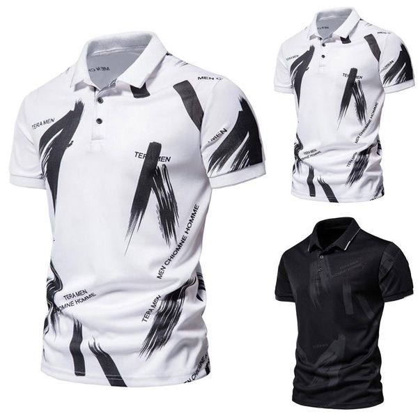 men's polos 2021 summer fashion shirts splash-ink letters bronzing print lapel short sleeve camisas para hombre, White;black
men's polos 2021 summer fashion shirts splash-ink letters bronzing print lapel short sleeve camisas para hombre, White;black